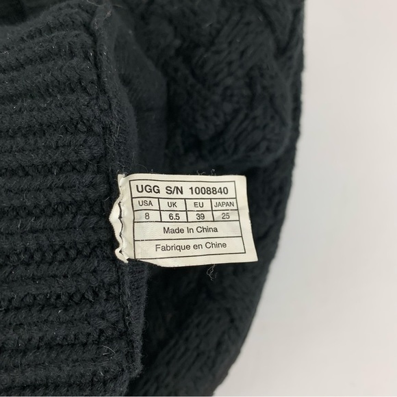 Ugg Isla Black Boot Knit Boots Back Tie Lace Size 8 - Picture 11 of 13